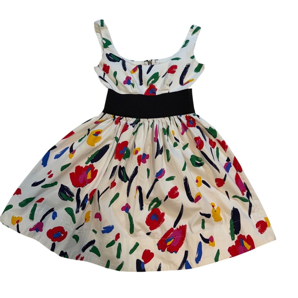 Necessary Objects XS Floral Fit & Flare Dress White Multicolor